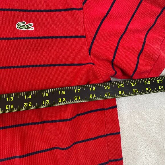 Lacoste Mens Polo Shirt Size XL 6 Short Sleeve Classic Casual Red Striped Pullov - Picture 4 of 7